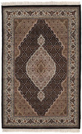 Oriental Tabriz Royal Rug 118X186 Black/Brown Wool, India