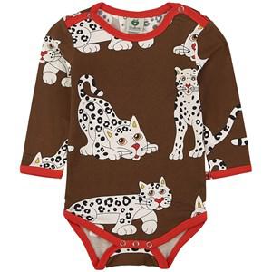 Småfolk Bison Snow Leopard Printed Baby Body 80 cm - All in ones - 80 cm - Brown