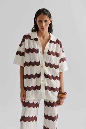 Malina - Alana shirt - S - Brown Stripe