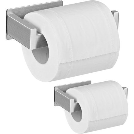 2-pak L-formet selvklæbende rustfrit stål toiletrulleholder uden boring - flere farver, vægmonteret Silver