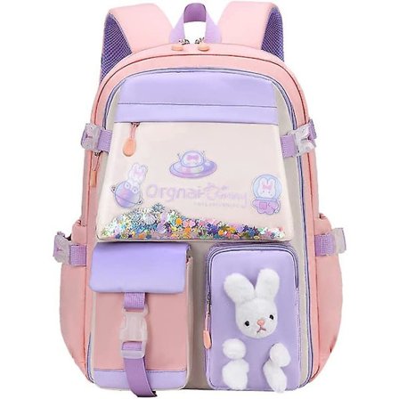 Ifeng Kanin Rygsæk Til Piger - Kawaii Skolerygsæk Bogtaske Sød Kanin Rygsæk Stor Kapacitet Flere Lommer Casual Rygsæk Til Skolen