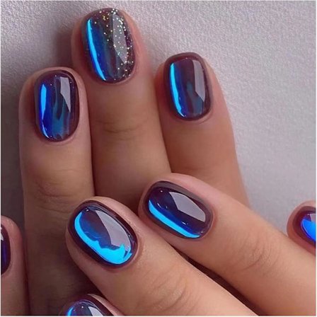 Naglar 24st Självhäftande Franska Falska Naglar Glansiga Kattöga Design Akrylnaglar Fulltäckande Naglar Med Lim För Kvinnor Flickor