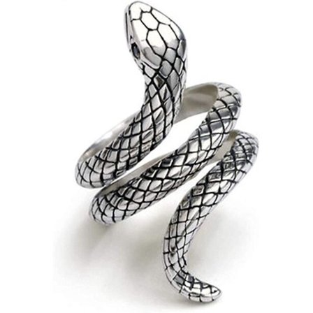 925 Sterling Silver Ringar Justerbara, Vintage Mode Punk Stil Personlighet Orm Form Ring Unisex