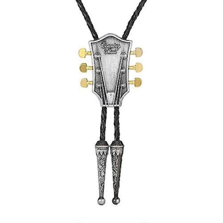 Musik Gitarrhuvuden Koppar Och Silver Färg Bolo Tie För Man Cowboy Western Cowgirl Läderrep Zinklegering Halsband