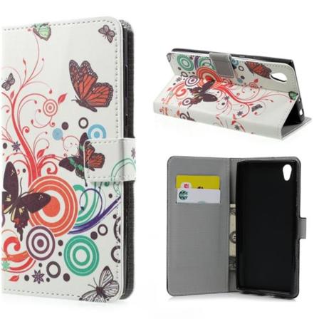 Plånboksfodral Sony Xperia L1 - Vit Med Fjärilar
