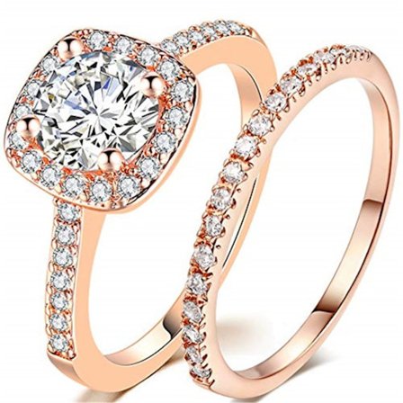 2st Ringar Cubic Zirconia Stapelbara - Storlek 7 / Rose Gold