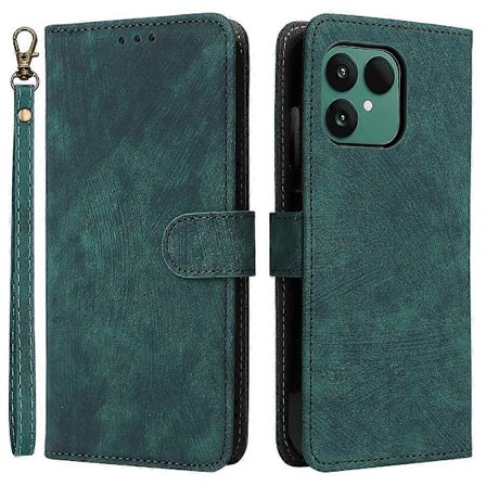 Til Fairphone 6 Etui Wallet RFID-blokering PU Læder Telefon Cover Stativ med Rem Grøn