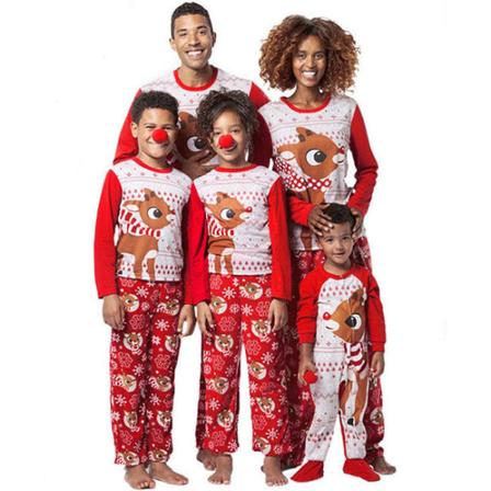 Julpyjamas Matchande familjepyjamas Röd Set Herr&Kvinnor&Barn&Barn Långärmad Pyjamas Sovkläder Nattkläder Dad XXL