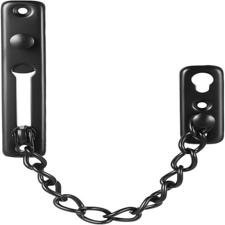 Matt Svart Dørkjedelås 1 Del med Sikkerhetsfjær Tyverisikring Trykknapp for Ekstra Sikkerhet på Innerdører Kompatibel med Standarddører