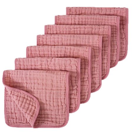 Puuvillaiset olkatoppaukset vauvan röyhtäisyrievut erittäin imukykyiset harsokangas sylkirievut kuolaamiseen ja pulautteluun, 6 kpl/setti Pinkki