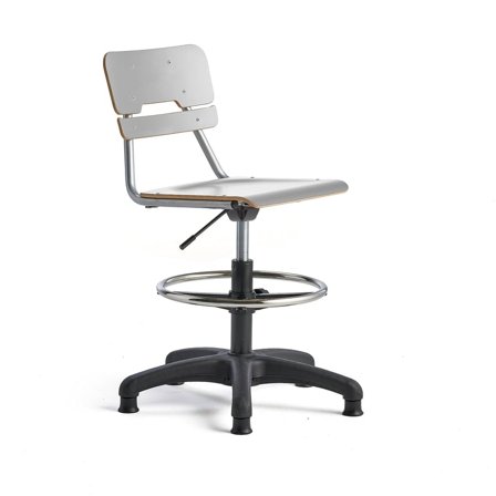 Stol LEGERE hev- og senkbar, lite sete, glideføtter, 430–520 mm, grå