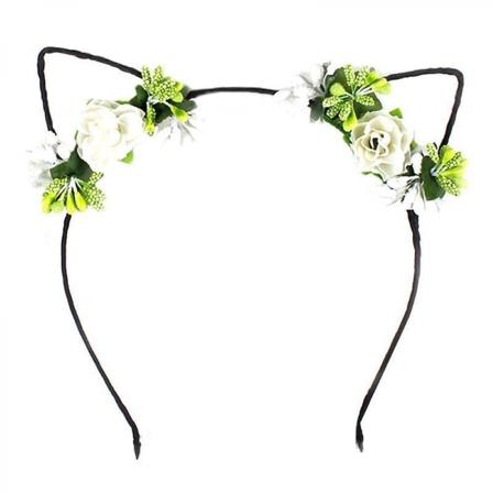 Qinlee Tyttöjen Kissan Korvat Pääpanta Makeat Ruusun Kukat Pääpanta Pääpanta Pääpanta Söpö Juhla Pääasu, Koko Säädettävissä, wz-1402 (FMY)