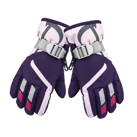 Børneskihandsker Vinter Varme Foret Sne Vindtætte og Vandtætte Justerbare Handsker til Piger, Drenge, Børn 7-11 År Gamle (Lilla)