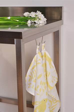 Jotex - Bloom Kjøkkenhåndkle 2-pakke Gul/hvit - SPRING - Kjøp Kjøkkenhåndklær hos Jotex