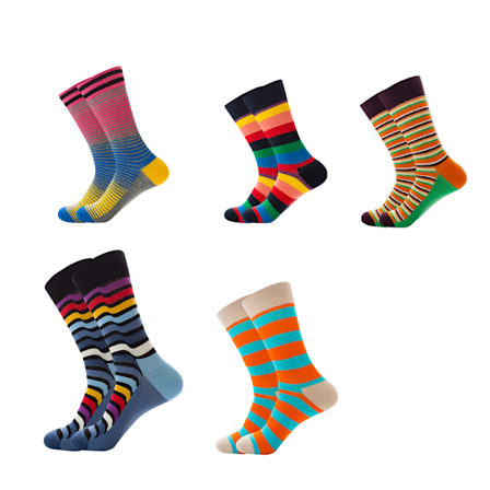Sjove sokker til mænd, farverige og interessante mønstre, kamgarn