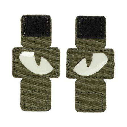 2st Cat Eyes Patch Reflekterande krokögla Design Canvas Ljusande Cat Eyes Patch för hattar Uniform ryggsäck Utomhusaktiviteter Nattturer Militärgrönt