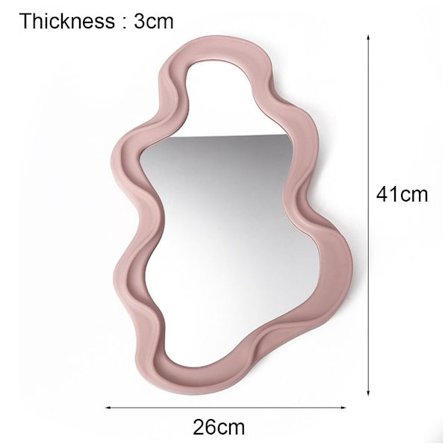 Hängande Väggspegel med Oregelbunden Ram, Sminkspegel för Badrum, Vardagsrum, Sovrum (Rosa)
