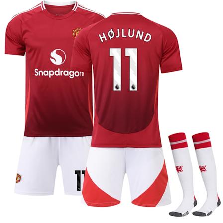 24-25 Manchester United Hjemmebørnefodboldtrøje nr. 11 Højlund-WELLNGS 18