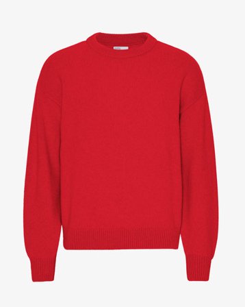 Oversized Merino Wool Crew - Scarlet Red - Male - S