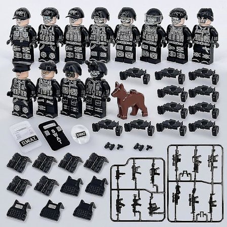 Set Of 12 Pcs Mini Figures Navy Seals Flying Tigers Military Themed Minifigures Swat Military Man Puzzle Blocks Kids Gift