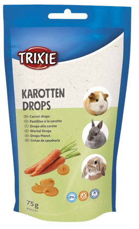 Trixie - Gnagardrops glutenfri med gulrot, 75 g - Smådyr - Helse og kosttilskudd - Kosttilskudd - ZOO.no