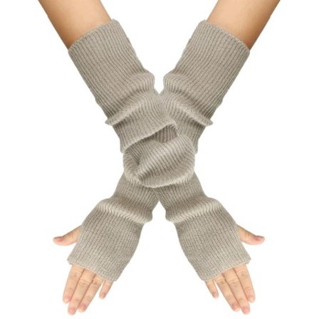 Fingerløse hansker for kvinner med håndleddsvarmere, varme strikkede lange ermer for vinteren.