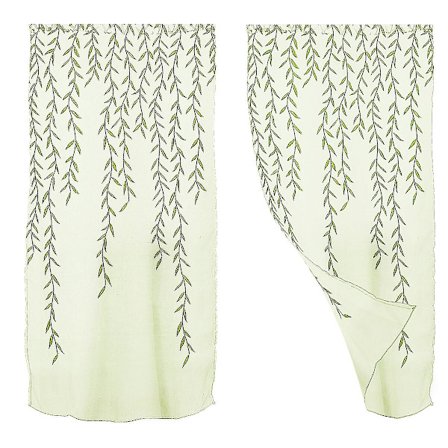 Winomo läpikuultava verhokangas - tyylikäs voileverho pajukuvio - makuuhuone, olohuone - 100x200 cm (vihreä, tummanvihreä)