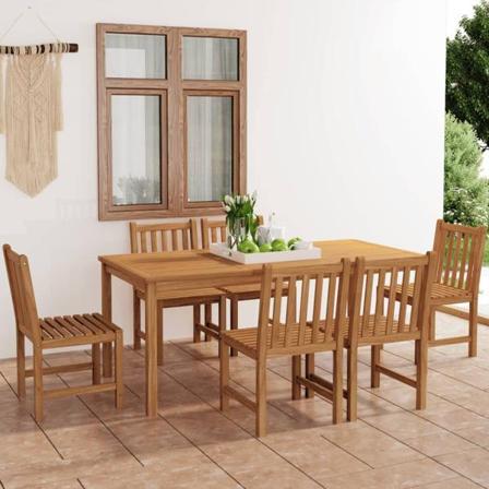 Vidaxl Matgrupp För Trädgården 7 Delar Massiv Teak Brun