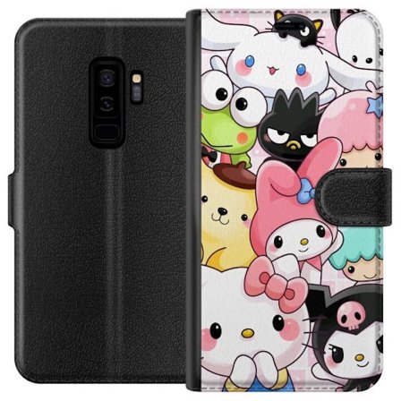 Kompatibelt Lommeboketui til Samsung Galaxy S9+ Tett mønster av søte figurer med store øyne i ulike farger og uttrykk med LABUBU-tekst