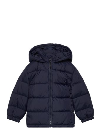Hooded Liner Quilted Coat Navy Mango