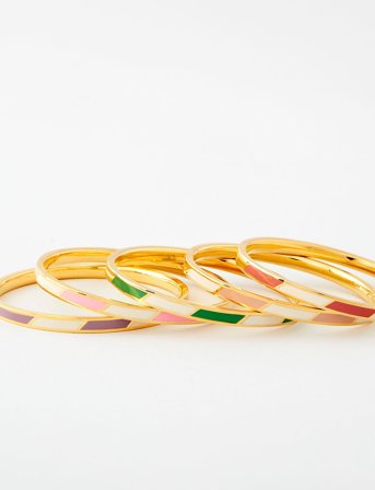 Design Letters Striped Candy Bangle - Pink - ONE SIZE