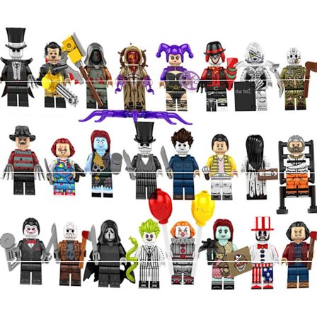 24-delt filmfigur horror actionfigur sæt, mini horror figur bygning, fan samleobjekt figur legetøj