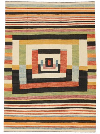 Håndvævet Kelim Moderne Tæppe 209X298 Orange/Sort