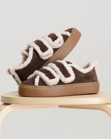 INUIKII SHEARLING LOW VELCRO Ruskea Kengät Tytöt - Kids Brand Store