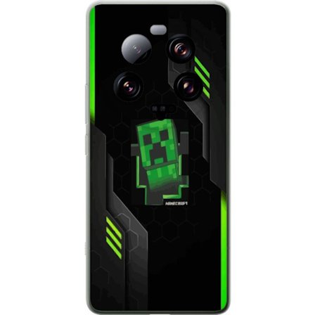Kompatibelt Mobildeksel til Xiaomi Xiaomi 13 Ultra Grønn pikselbasert creeper-lignende spillillustrasjon med futuristiske neoninnslag og mørk tech b