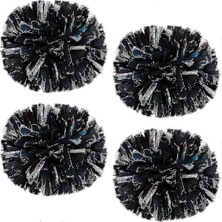 4 stk. Cheerleading Pomponer til Cheerleader Kostume Kvinder, 2 Par Cheer Pomponer Holografisk Sort