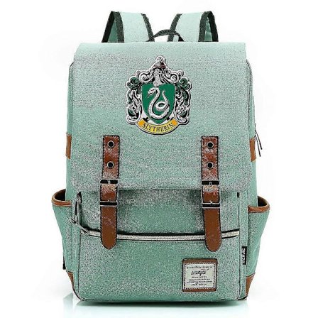 Slytherin Tylypahkan koulu painettu reppu, nuorten opiskelijareppu, miesten ja naisten vapaa-ajan laukku, matkalaukku