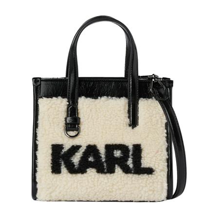 Karl Lagerfeld Skuare Small Shearling Tote Tas , Wit , Dames , Maat: ONE Size Handtassen