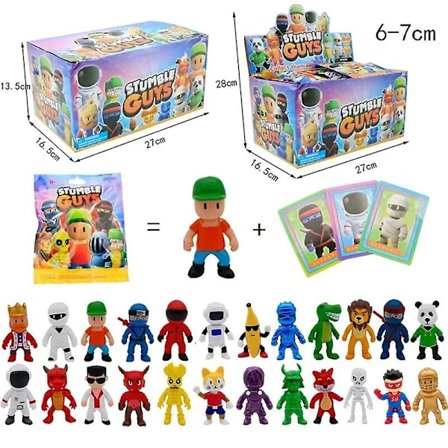 24 st Fall Guys Actionfigurer Leksaker Spelkaraktär Kort PVC Modell Kawaii Anime Samling Dockor Barnpresenter