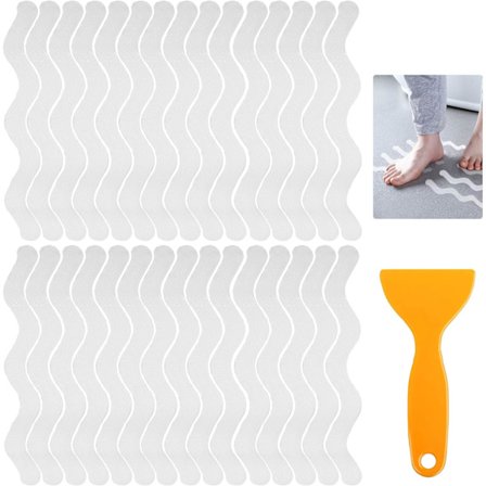 30 stycken halkfria säkerhetsdekaler bad, transparenta halkfria duschband med skrapa, för bad, badkar, trappsteg - S