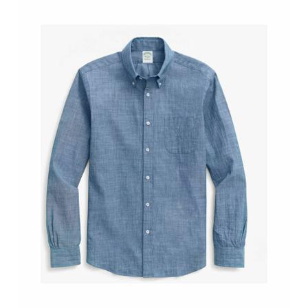 Brooks Brothers Milano Slim-fit Sport Shirt, Chambray, Button-Down Collar Blå, Herre Skjorter
