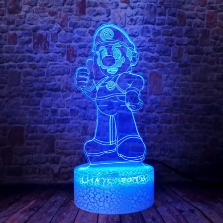 Super Mario Bros LED Anime Lampe Skrivebord 3D Illusionslampe