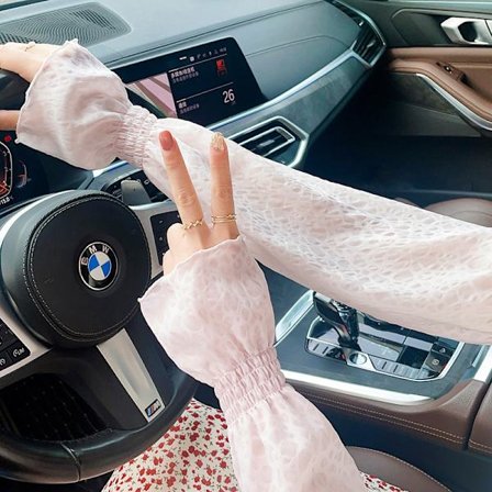 Sommar lätta chiffong lösa solskyddsärmar för kvinnor som cyklar elcyklar, solskyddsärmar, UV-resistenta och andningsbara