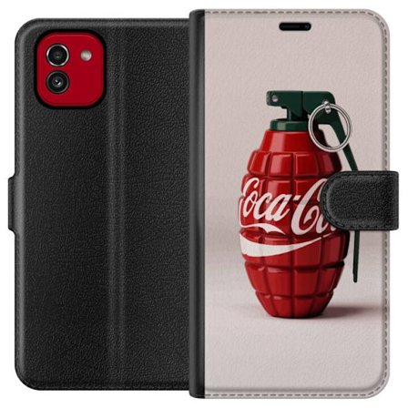 Kompatibel Tegnebogsetui til Samsung Samsung Galaxy A03 Kunstnerisk illustration af Coca Cola granatæble i rødt og grønt, pop art inspireret motiv