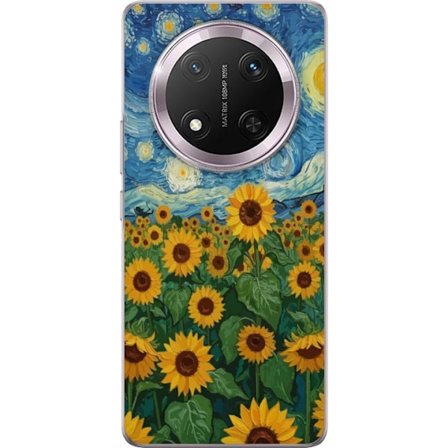 Yhteensopiva Puhelinkuori Honor Magic7 Lite Auringonkukkakenttä tähtien alla - Van Goghista inspiroitunut maalaus
