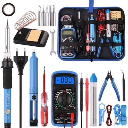 Loddekolbe Loddesæt 60w Elektrisk Sæt Justerbar Temperatur Med Digitalt Multimeter, Loddekolbeholder, Afmonteringspumpe Og Bærbar Pu T-XF6-