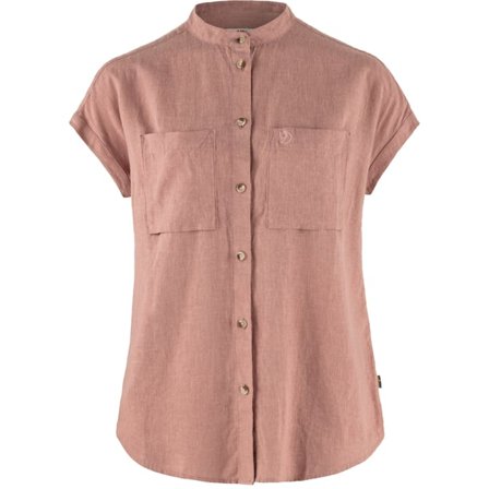 Fjällräven Dam's Övik Hemp Shirt Short Sleeve in Dusty Rose | Size: Small, Hampa