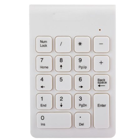 MAIKOU USB2.0 Trådlöst tangentbord 2,4 GHz-2,483 GHz Mini 18 tangenter Vit numeriskt tangentbord för surfplattor Bärbara datorer