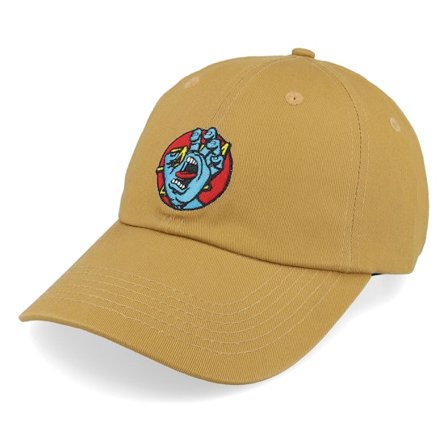 Santa Cruz - Beige unconstructed Kasket - Hand Dot Cap Wheat Dad Cap @ Hatstore