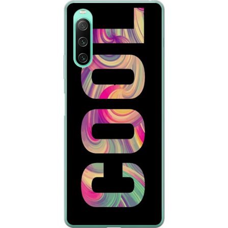 Kompatibel Mobilcover til Sony Sony Xperia 10 IV Modern typografisk kunst med ordet LOVE i flydende regnbuefarver mod sort baggrund, der skaber en stÃ